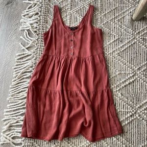 Salmon colored button up baby doll dress